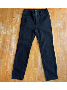 High Rise Skinny Jeans Black Stretch Button Fly Monkey Ride Tag 11 Fits 28X26
